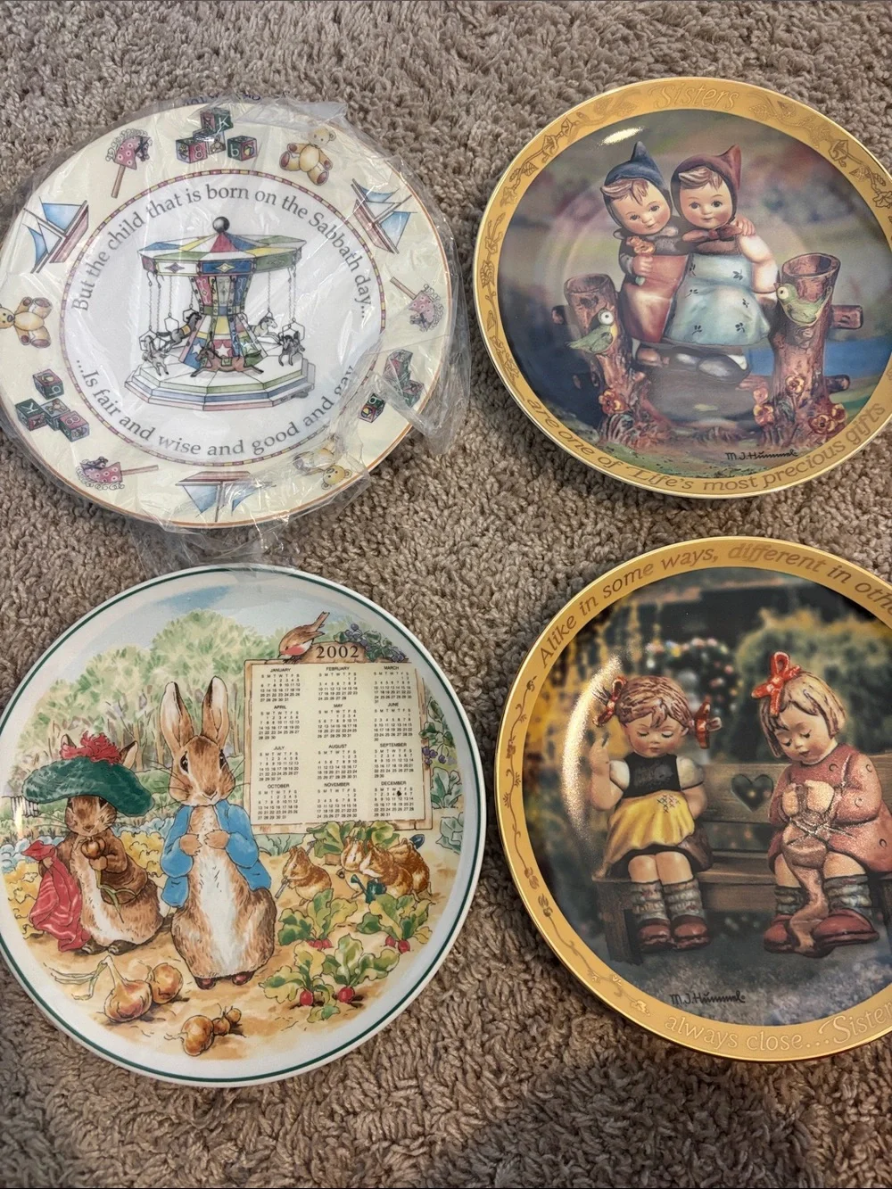 Nursery Storybook Decorative Wall Plate Set - Cream and Pastel Colors